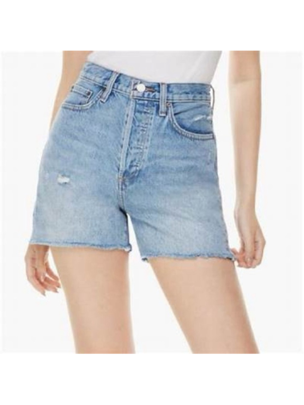 Aritzia denim forum jean shorts the yoko mid thigh shorts saw edge sz 24